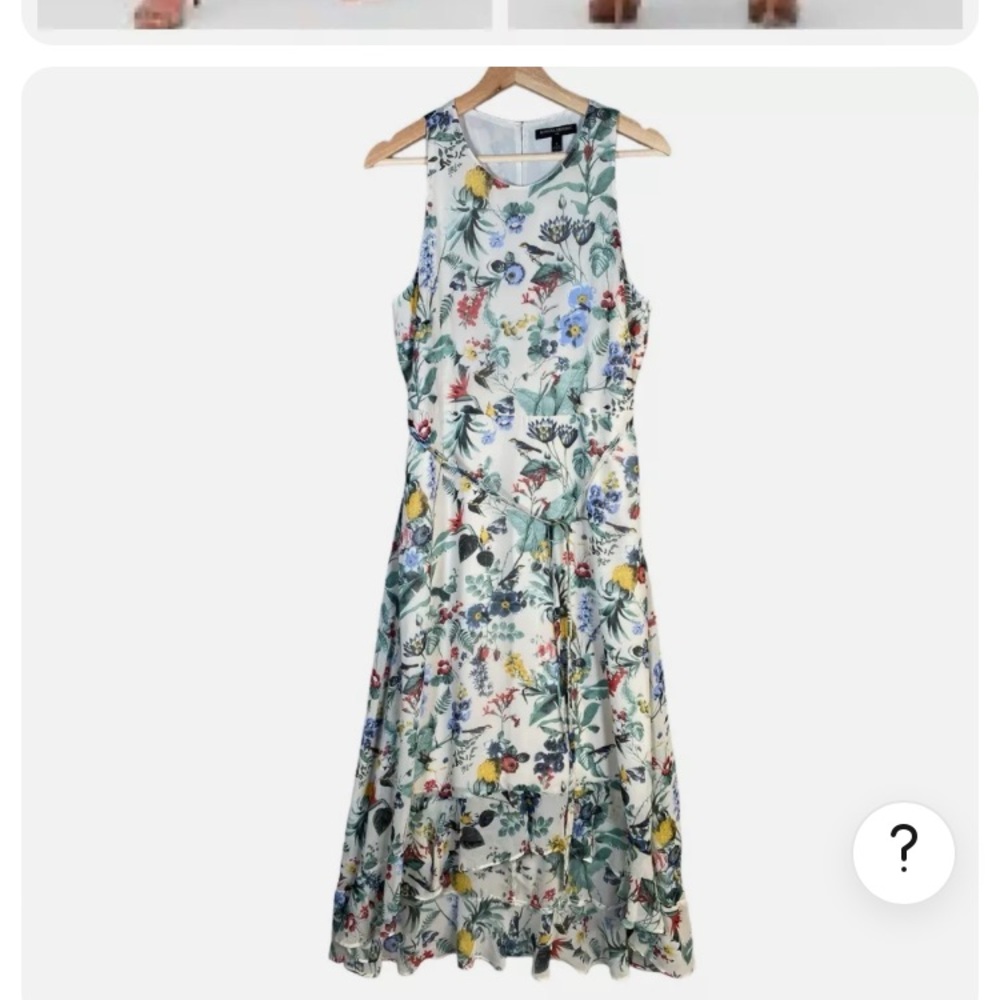 Banana Republic Floral Maxi Dress 12 Botanical Flounce Sleeveless Hi Low